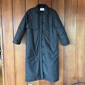 OAK + FORT Long Belted Puffer Coat Black Oversized Size M